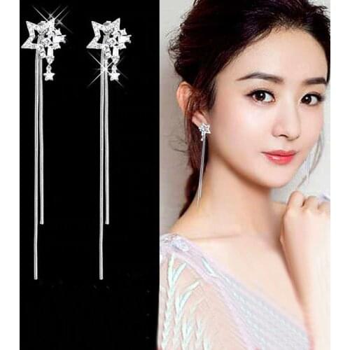 New Design Wedding Jewelry Luxury Clear Zircon Earrings Elegant 925 Sterling Silver Star Stud Earrings For Women