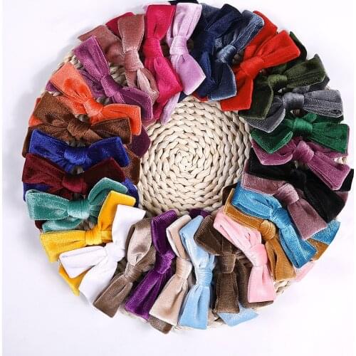 Bulk 60pc/lot New 3.6 inch Velvet Bow With Clip Buotique Girls Velvet Bows Hairpins Hairgrips Party Hair Accessories