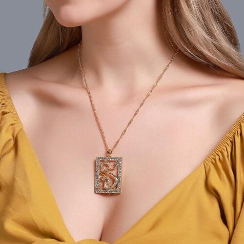Imitation Gold Necklace Geometric Hollow Flying Dragon Pendant Necklace Simple Cross Chain Necklace jewelry collares