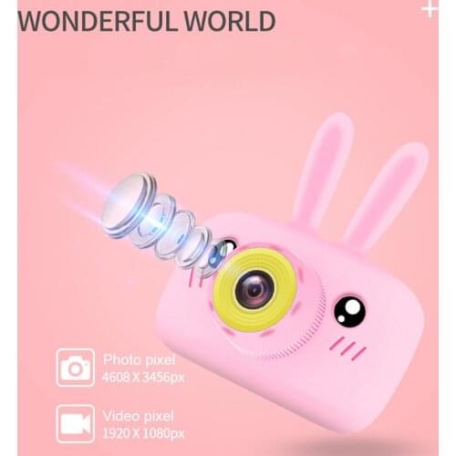 White/Pink/Blue/Yellow Fully Automatic Shooting Equipped With 2-inch High-Definition Display 1080P Cute Children Cartoon Camera