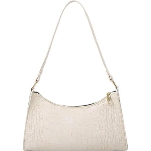 Casual Female Handbags Advance Retro Crocodile Pattern Shoulder Bag for Women Pu Leather Armpit Bag France Baguette Bag D Totes