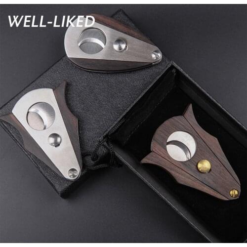 Top Quality Cohiba Cigar Cutter Cigar Scissors Sandalwood Sector Edged Stainless Steel Blade Cigar Smoking Accessories
