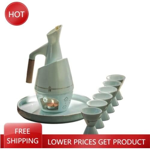 Luxury Wine Glasses Set Drinkware Japanese Vintage Flask Soju Sake Set Tumbler Warmer Gift Set Garafa Termica Utensils AA50JT