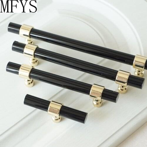 3.75" 5" 6.3" Drawer Handle Acrylic Black Gold Dresser Pulls Kitchen Cabinet Door Handle Pull Knob Hardware 96 128 160mm