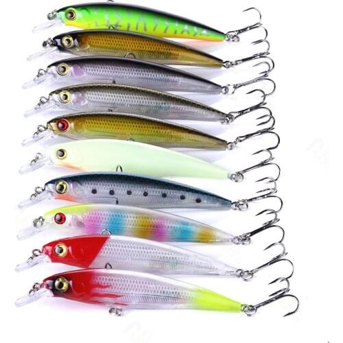 10Pcs/Set Fishing Lure 13.4g 11cm Minnow Simulation Fish Skin Hard Swimbiat Bass Steel Ball Shake Fishing Bait Tackle Wobbler