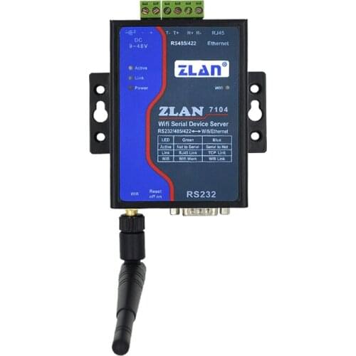 ZLAN7144 WIFI serial device server RS232/485/422 Support Ethernet and WIFI simultaneous access 9-48V