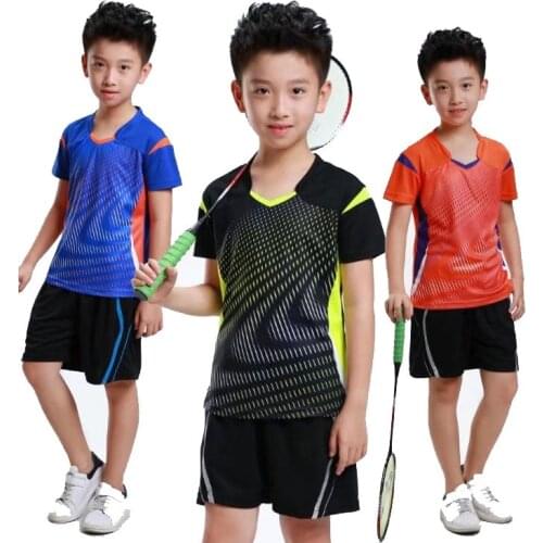 Sport t-shirt boys,child badminton Jersey clothes,Table tennis shirt Polyester tennis shirt Shorts ,kids training t-shirs XS-3XL