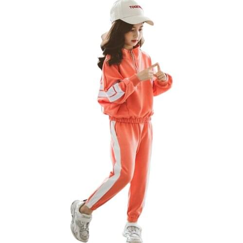 Girls Sport Clothes Sweatshirt + Pants Teenage Girls Clothing Letter Kids Girl Clothes Set Patchwork Kid Clothes