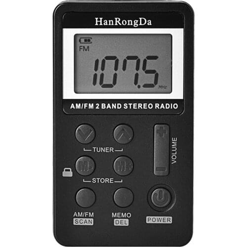 Universal Mini Radio Portable AM/FM Dual Band Stereo Pocket Radio Receiver w/ LCD Display & Earphone & Rechargeable Battery