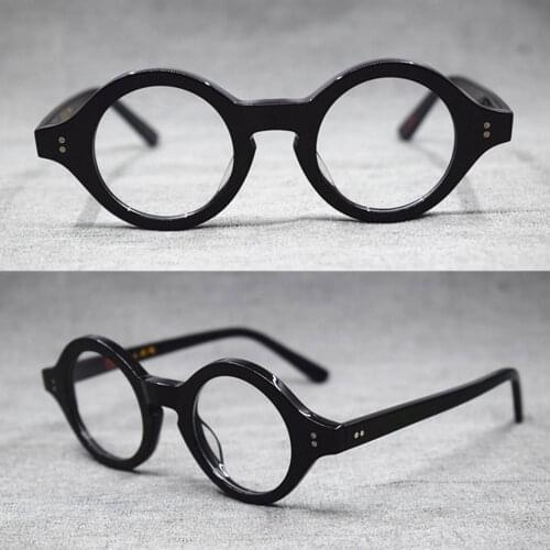 Vintage Hand Made Small 38mm Round Full Rim Eyeglass Frames Acetate Unisex Optical Myopia RxAble Glasses