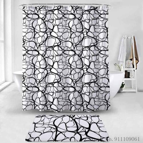High Quality Irregular Pattern Bathroom Supply Polyeste Shower Curtain Waterproof Bath Curtain Screen with Hooks Home Decoration