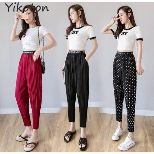 Womens Pants Korean Fashion 2021 New Summer Solid Harem Pants Female Elegant Long Pants Ropa Mujer Pantalones Y2k Streetwear
