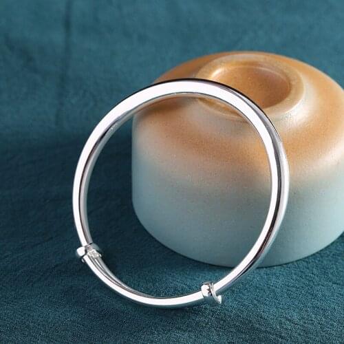 Womens 999 Sterling Silver Fashion Slidable Bracelet