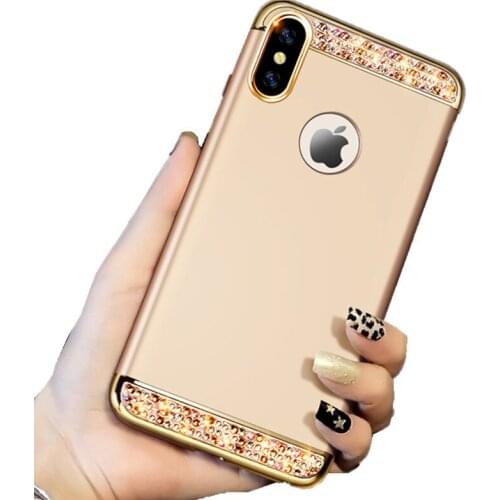 For iPhone X XR XS MAX Anti-konck Hard Rhinestone Mobile Phone Case Bling Phone Shell For iphone 11 Pro Max 6S 6 7 8 Plus Cover