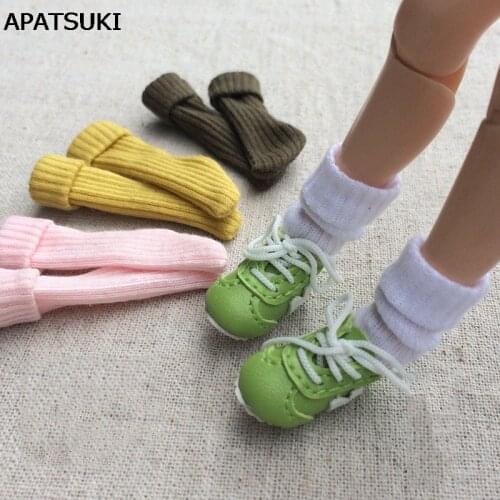 1pair Handmade Short Sock for Blythe 1:6 Doll Socks For Barbie Solid Color Socks For Momoko OB Azone 1/6 Doll Accessories