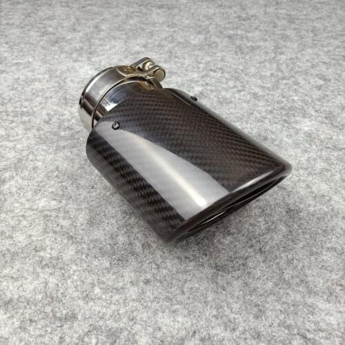 1 Piece Glossy Oval Exhaust Pipe Outlet 75*105/95*115mm Car Universal Carbon Fiber Muffler Tip Stainless Steel Tailpipe Nozzles