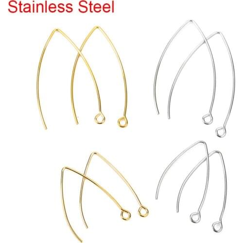 20pcs/lot Golden Color Hypoallergenic Stainless Steel V Shape Earrings Hooks Clasps Wire For Craft Diy Jewelry Making Findings