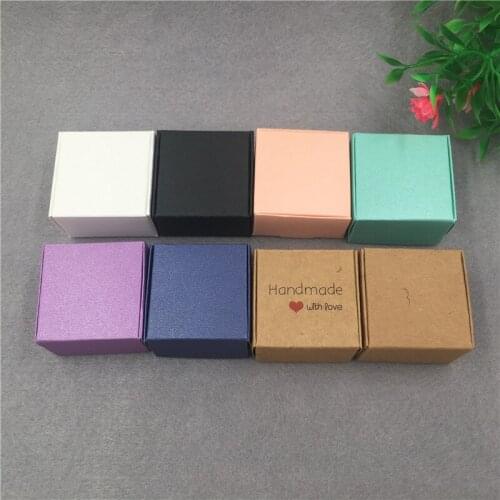 30pcs/Lot 4x4x2.5cm Various Color Kraft Paper Boxes For Soap Dried Flower Petal Gifts Package Handcraft Container Storage Boxes