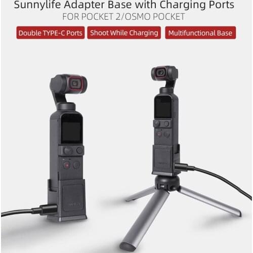 Adapter Base with Charging Ports 1/4in Screw Hole Connector for DJI Pocket 2/Osmo Pocket Handheld Gimbal Accessory