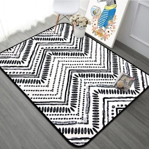 Black and white carpet geometric rug for Living room bedroom Wavy stripes large rug soft kids room casual home floor mat tapete