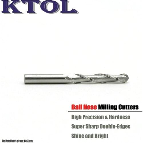 Free Shipping 4*22MM 2 Flute Ball Nose Micro Carbide Endmills Cutter Router Bits Set on 3D CNC Milling Engraving Machine Tools