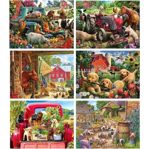 5D Diamond Painting Dog DIY Mosaic Farm Rhinestones Pictures Full Square Diamond Embroidery Animal Home Decor Gift