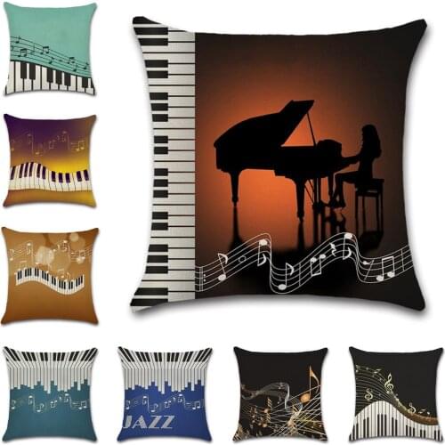 Piano keys Print Linen Beige Cushion Cover Pillow Case Decoration for Home Living Room Sofa Chair Friend Gift