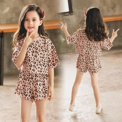 Baby Girls Clothing Sets Summer Fashion Leopard T-shirt & Shorts Kids Clothes Suits 3 4 5 6 7 8 9 10 Years Children Outfits