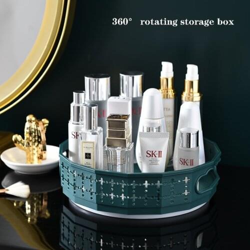 Cosmetic Storage Box Rotating Organizer Kitchen Spice Desktop Storage Rack Fruit Tray Multifunctional Bathroom Accessories