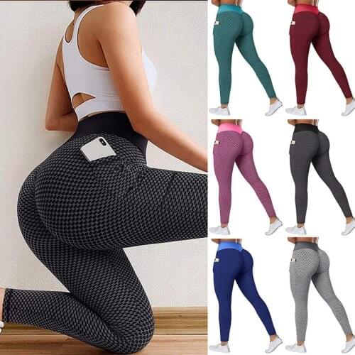 Seamless Fitness Women Yoga Leggings Stretch Yoga Running Gym Sports Pocket Patchwork Grid Workout Active Pants Plus Size Xs-4xl
