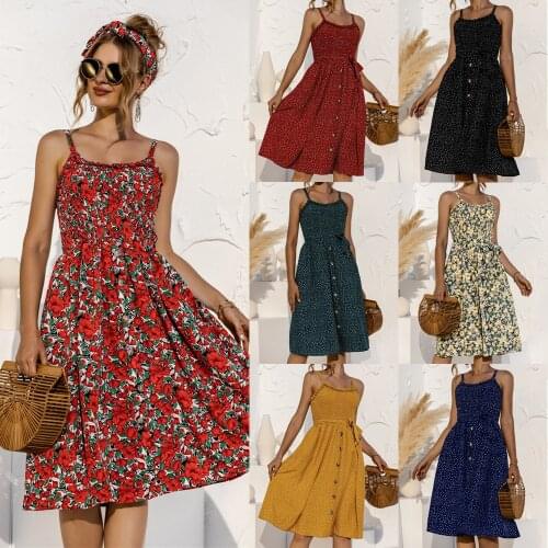 Summer Dress Women Robe Femme Spaghetti Strap Beach Dresses Polka Dot Y2K Dress For Women Clothing 2021 Casual Vestido De Mujer