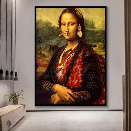 Nordic Style Minimalism Mona Lisa Poster Wall Art Canvas Print Painting Mona Lisa Modular Pictures Living Room Modern Home Decor
