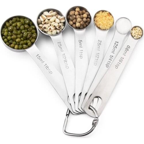 Multipurpose Stainless Steel Measuring Spoon Coffee Powder Spice Measure Scoop 6pcs/set measuring cup baking supplies