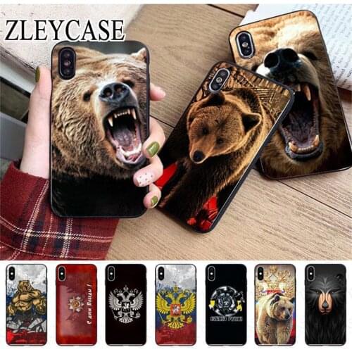 The flag of Russia black bear Soft Phone Accessories Case For iphone x xs 12pro max 5s 6splus 7 8plus xr xsmax 12mini cover