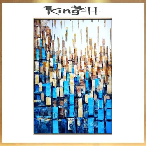New sample silver points Blue abstract oil painting Hand drawn on canvas wall art picturefor living room Entrance
