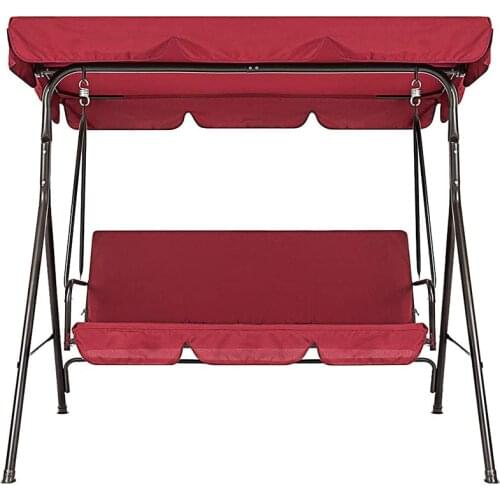 New Terrace Swing Chair Cover 2 Pieces / Set Universal Garden Chair Dustproof 3-Seater Outdoor Cover (Red)