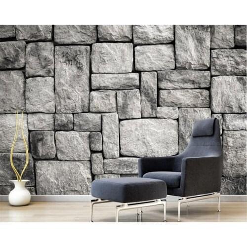 Beibehang Custom Wallpaper Living Room Bedroom Background 3d Wallpaper Gray European Style Stone Brick Wall Background wallpaper