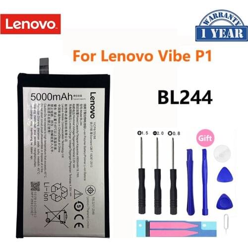 Original Phone Battery BL244 For Lenovo Vibe P1 P1A42 P1C58 P1C72 5000mAh Smart Mobile Phone Replacement Batteries Bateria