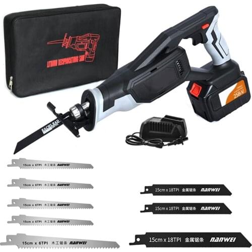 EU US Stock Cordless Reciprocating Saw 20V 4.5AH 3000SPM SDS Brushless Motor Reciprocating Saw Set Fast Charger with Tool Bag