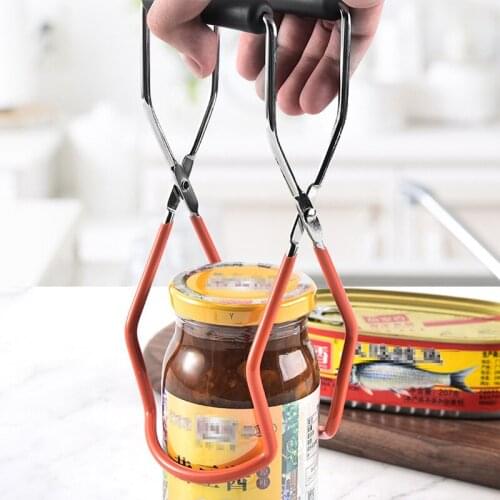Canning Lifter Canning Tongswith Handle Stainless Steel Can Lifter Heat Resistance Anti-clip Jar Glass Lifter Tongs for Jar Clip