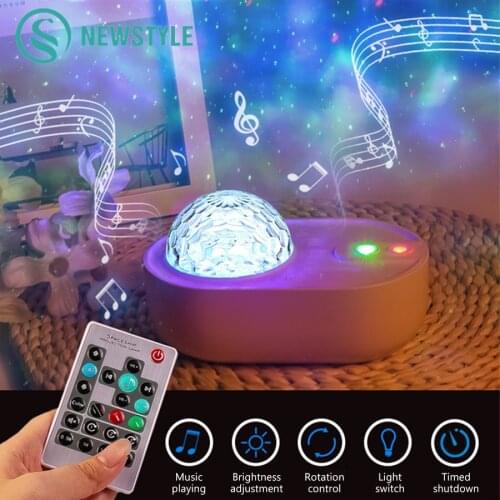 Spaceship Projection Night Light Starry Sky Galaxy LED Bluetooth Music Lamp Rotating Projector Lamp For Bedroom Home Party Decor