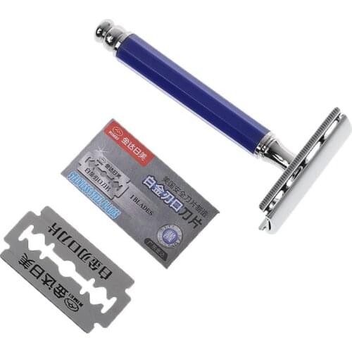 1 Set Men Safety Manual Razor Double Edge Blade Replacement Men Beard Trimming Facial Care Hair Mustache Remove Men Gift