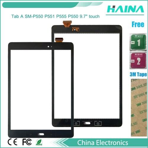 New 9.7 nich Tp phone For Samsung Galaxy Tab A SM-P550 P551 P555 touch screen Panel Digitizer Sensor lcd front Glass Panel+tools