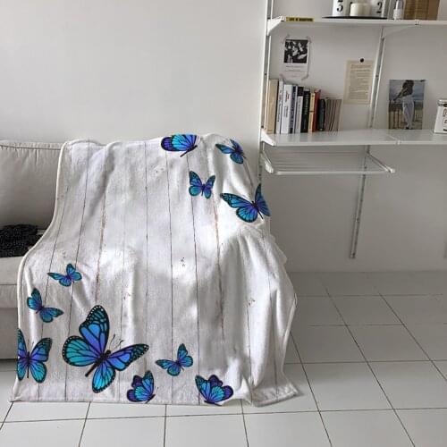 Bedroom Warm Blankets Wood Grain Retro Butterfly Sofa Throw Blankets Childrens Baby Soft Blankets Airplane Portable Blanket