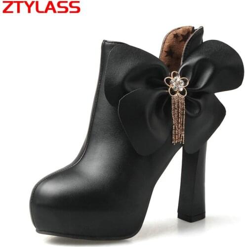 Black White Red Wedding Pumps Women Sweet Bow Knot Square High Heel Pumps Fashion Zipper Platform Shoes Spring Autumn Shoes