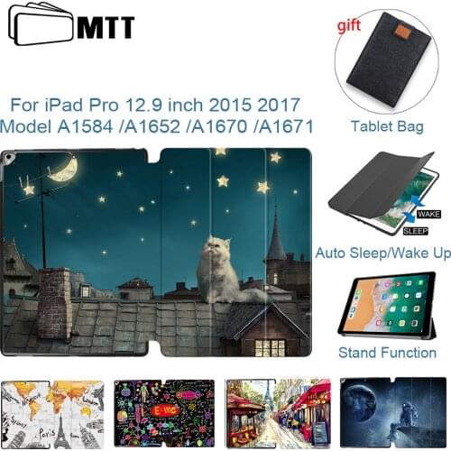 MTT Smart Cover Case For iPad Pro 12.9 inch 2015 2017 Ultra-Slim PU Leather Flip Folio Tablet Case Funda A1670 A1671 A1652 A1584