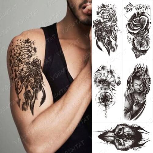 Waterproof Temporary Tattoo Sticker Elephant flowers animal lines Flash Tattoos Tiger fox snake Body Art Arm Fake Tatoo Women