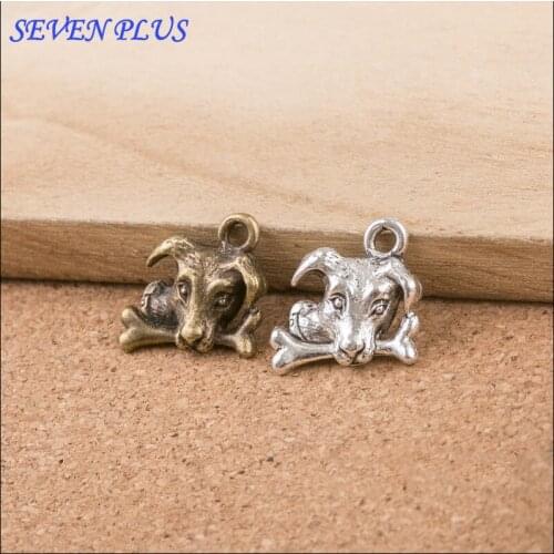 High Quality 20 Pieces/Lot 15mm*15mm Antique Silver plated Antique Bronze Cut Dog Charms Pendants Jewelry Making