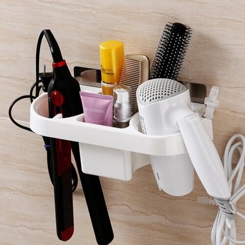 High Quality Wall-Mounted Hair Dryer Holder Bathroom Storage Shelf Hairdryer Holder Shower Organizer Shampoo Comb Rack Stand