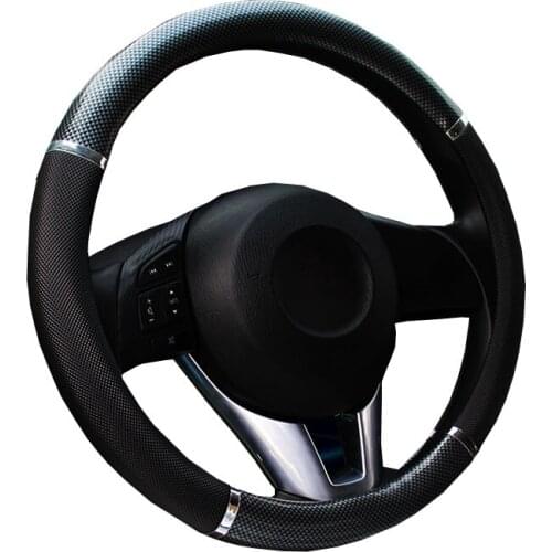 Factory Sale Steering-Wheel Cover Set Carbon Fiber decal Universal 15 inch/ luxury Mens PU leather steering wheel Covers